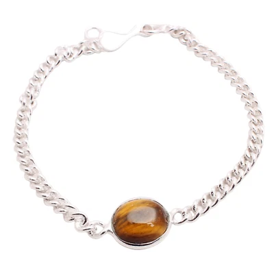 Tiger Auge Edelstein Versilbert Armband Handmade Schmuck Geschenk 8 G BR-0155 - Bild 1 von 3