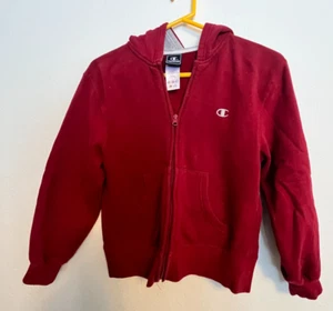 CHAMPION Youth Boys’ Red Zip-Up Hooded Sweatshirt Size Medium - Picture 1 of 4