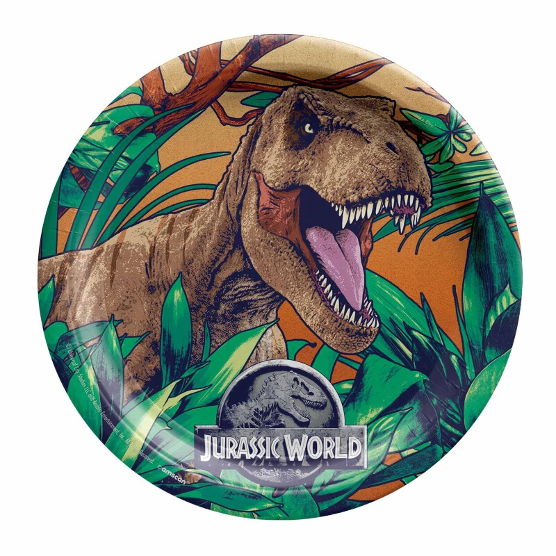 Platos de fiesta Jurassic World Into the Wild redondos 23 cm - suministros para fiestas jurásicas Foto 1 de 1