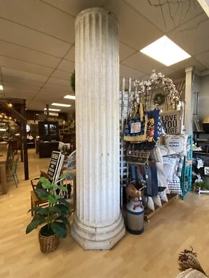 Antique Huge Massive Fluted Wooden Columns set of two 117” Tall With A 32” Base - Image 1 of 4