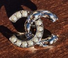 1 Chanel Silver/ Pearl Shank Button, 18mm Designer Button