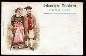 1901 Mann & Frau Tracht Tracht Zürich Schweiz Postkarte - Bild 1 von 1