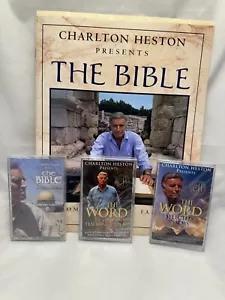 CHARLTON HESTON The Word Life & Psalms & The Bible Audio CASSETTE TAPES + Book - Picture 1 of 5