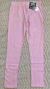 Puma Girls Pink Athletic Wear Pants Stretch Logo Stretch Medium NWT - Picture 1 of 4