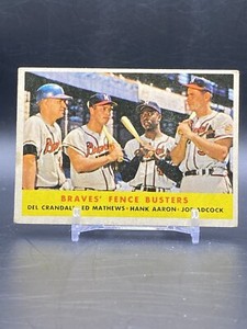 1958 TOPPS BRAVES FENCE BUSTERS AARON/MATHEWS/CRANDALL/ADCOCK #351