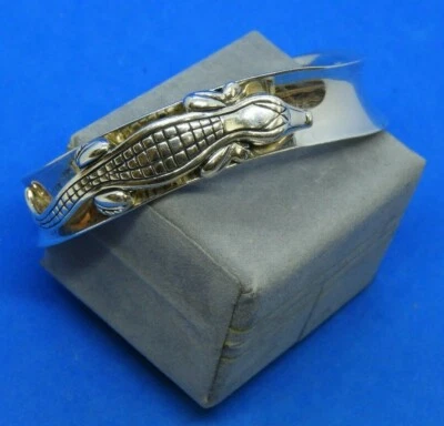 Barry Kieselstein Cord 2003 Sterling Silver Alligator w/ Diamond Eyes Cuff  - Image 1 of 4