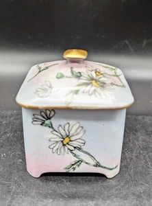 Antique B&G Limoges Hand Painted Vanity Dresser Box Flower Floral Signed Purple - Picture 1 of 9