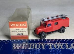 Vintage Wiking HO 1/87 - Fire Engine Truck OPEL 39 Red w/Box - 18861 - Germany