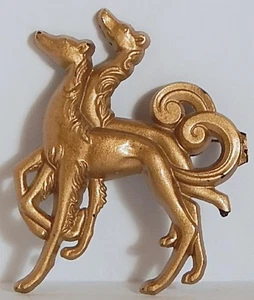 VINT STYLIZED 2 DOG HORSE BROOCH GOLD AS IS - Picture 1 of 2
