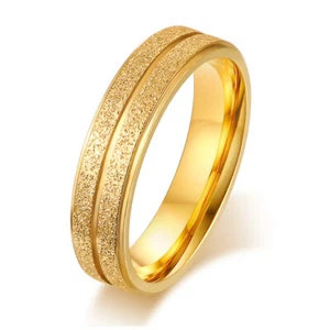 Alianza de boda simple personalizada de acero inoxidable para hombre y mujer anillo de oro y plata - Imagen 1 de 12