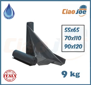 9 KG SACCHI SPAZZATURA NERI BUSTE IMMONDIZIA RESISTENTI 90X120 70X110 55X65 - Imagen 1 de 2