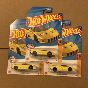2022 Hot Wheels ~ Bugatti EB110 SS ~ Yellow ~ Lot of 2 ~ D Case ~ Free Shipping - Picture 1 of 7