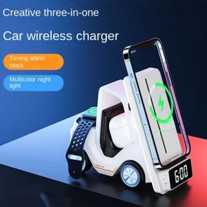 Station de Charge Veilleuse Design Voiture 3en1 Chargeur Sans Fil Maison - Photo 1 sur 11