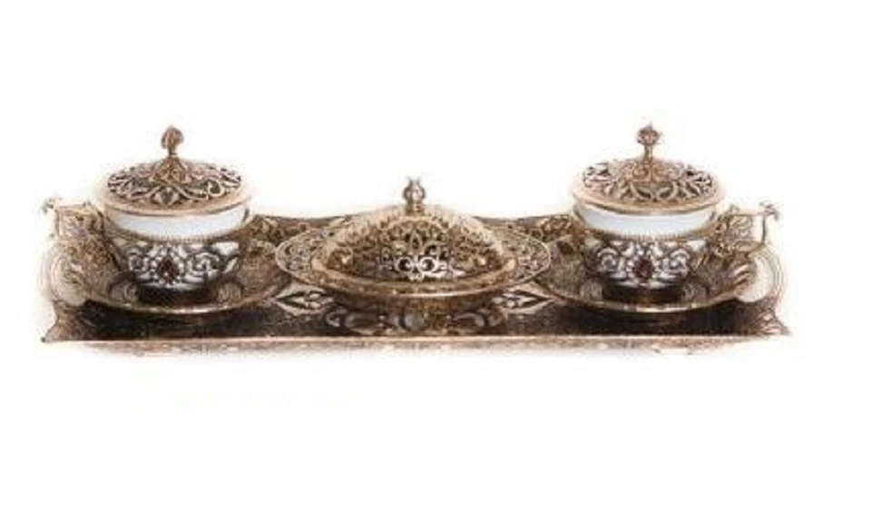 Juego de servir café tradicional turco Gawa con inserciones de piedra de colores Foto 1 de 1