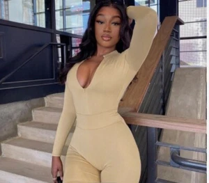 2 piece body suit body con legging short and long sleeve top sexy - Picture 1 of 1