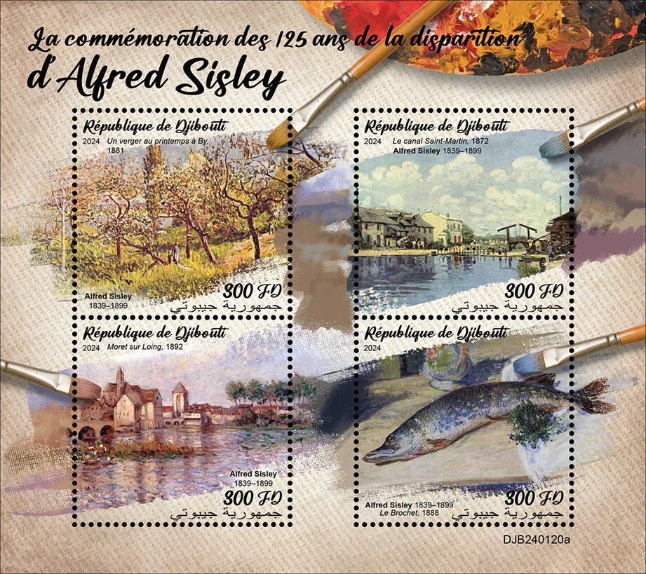 Alfred Sisley Paintings Art 125 Years MNH Stamps 2024 Djibouti M/S - Image 1 of 1
