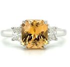 Genuine Diamond 0.50 Carat Engagement Ring Solid 950 Platinum Orange Sapphire