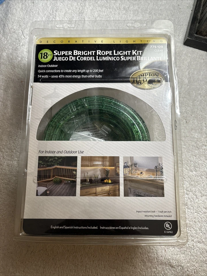 NEW #775129 3/8” PVC 18ft Super Bright Rope Light Kits Clear Flexible - Image 1 of 4