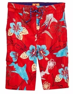 NWOT BOYS L 14/16 RED TOMMY BAHAMA HAWAIIAN BOARD SHORTS SWIM TRUNKS W/ LINER - Picture 1 of 2