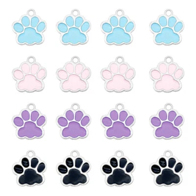 GRACEANGIE 20pcs Mixed Colors Enamel Dog Footprint Charms Pendant Jewelry DIY Accessories