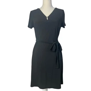 Jones New York Signature Dress Sheath Office Core V-Neck Tie Waist Black Size S - Picture 1 of 5
