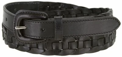 Women's Woven Braided Leather Dress Belt Hand Lacing Leather Belt 1-inch Wide - Image 1 of 3