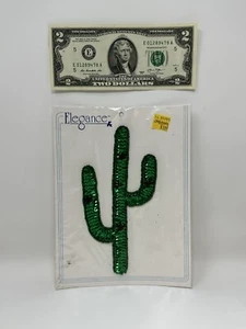 Elegance Desert Cactus Sequin Applique/Patch - Green Multi VTG - Picture 1 of 2