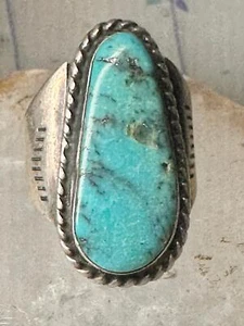 Navajo ring long turquoise size 9.50 sterling silver women men - Picture 1 of 14