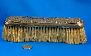 ANTIQUE STERLING SILVER ENGLISH MUSTACHE/BEARD BRUSH HALLMARKED & MONOGRAMED VGC - Picture 1 of 7