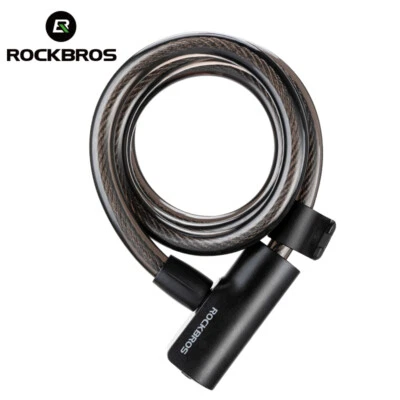 ROCKBROS Bike Lock Portable Anti-theft Lock Steel Cable Cycling Safety Key Lock - Image 1 of 4