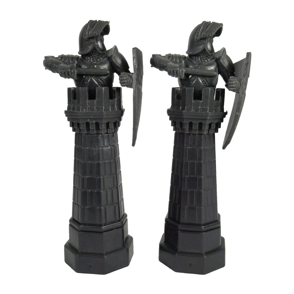 Harry Potter Wizard Chess Replacement Pieces 2 Black Speckled Rooks 2002 - Image 1 of 4
