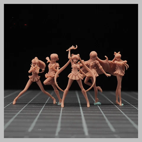 Unpainted 1:64 Sailor Moon Cartoon Girl Figure Female Doll Toy Mini Beauty Model Cover