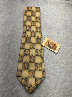 NUEVA $55 Corbata Tommy Bahama Hecha a Mano 100% Seda Para Hombre Dorada Amarillo Piña Corbata Foto 1 de 4