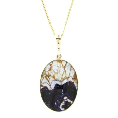 Derbyshire Blue John Pendant Necklace and Labradorite 9ct Gold Oval Shape DBJ520 - Image 1 of 4