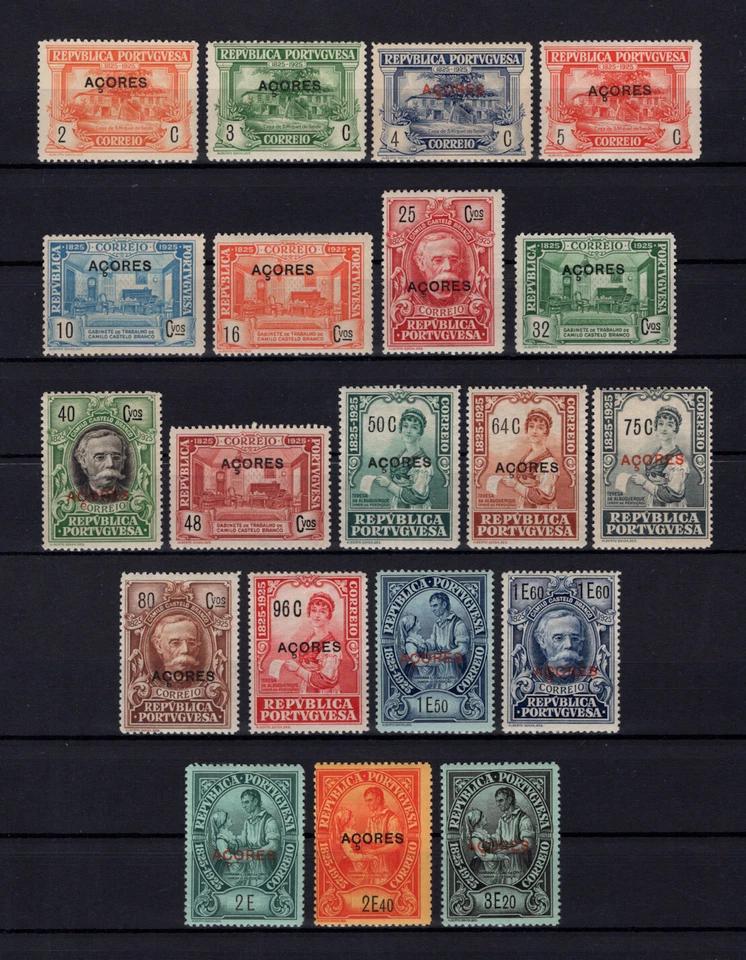 Azores Açores Portugal 1925 CAMILO CASTELO BRANCO #220/239 set MH NG FVF - Image 1 of 1