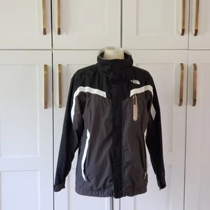 The North Face HyVent Jacket Boys L 14/16 Black Gray Hooded Waterproof Outdoor - Picture 1 of 5