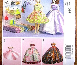 Barbie Doll Clothes & Accessories Sewing Pattern Organizer McCalls M6903 Uncut - Picture 1 of 6