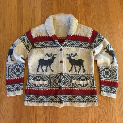 Polo Ralph Lauren Fair Isle Wool Cardigan Sweater Cowichan Moose Women’s M L - Image 1 of 4