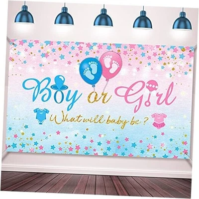 Fondo de revelación de género para niño o niña telón de fondo azul rosa fiesta de revelación de género  Foto 1 de 4