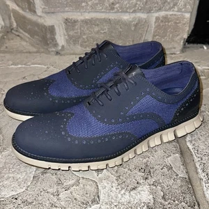 Chaussures Oxford brogue bleu bout d'aile Cole Haan ZeroGrand quasi neuves 9,5 M C24959 - Photo 1/11