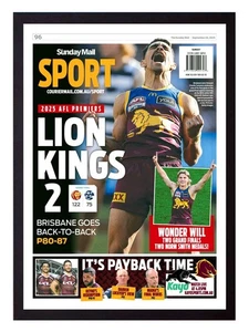 Framed 2025 Brisbane Lions AFL Premiers Football Poster - 45cm x 32cm x 3cm - Bild 1 von 4