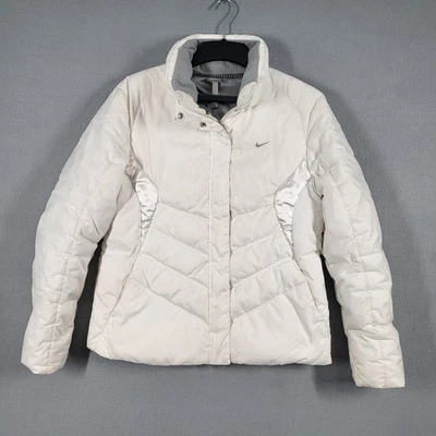 Nike Puffer Jacket Women's L White Quilted Full Zip Polyester Warm Outerwear - Image 1 of 4