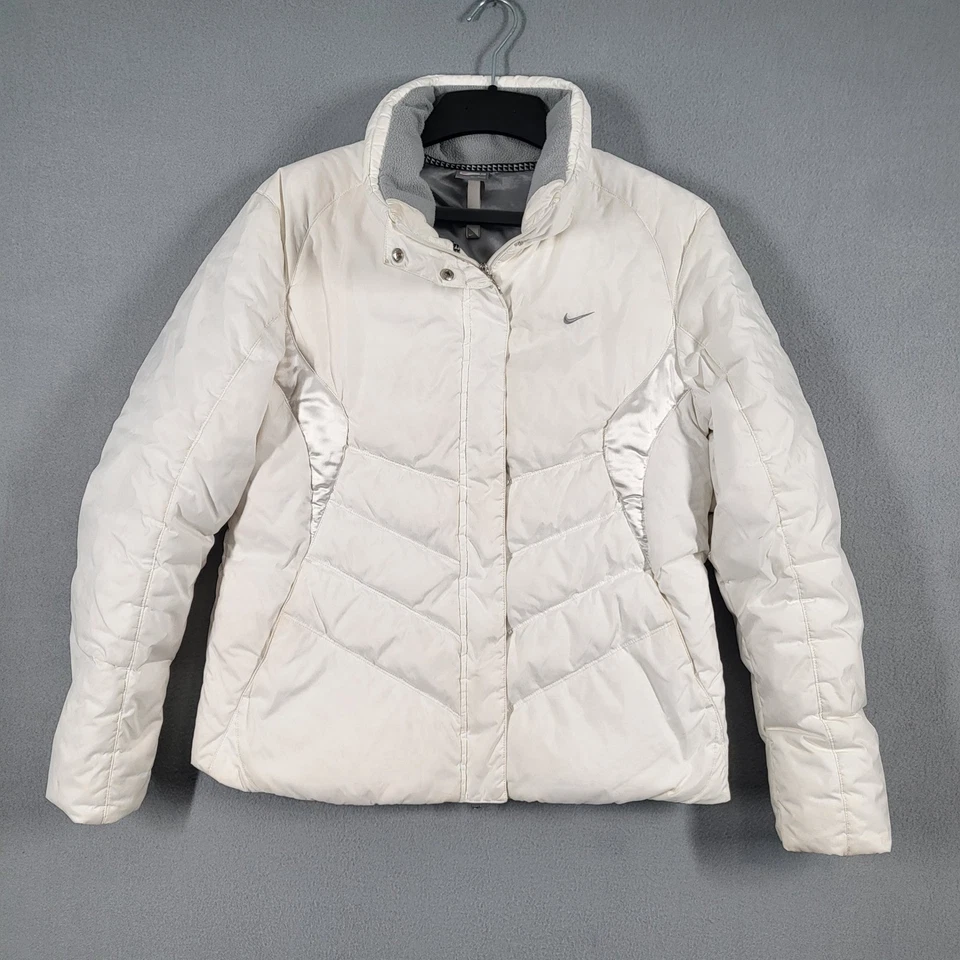 Nike Puffer Jacket Women's L White Quilted Full Zip Polyester Warm Outerwear - Image 1 of 4