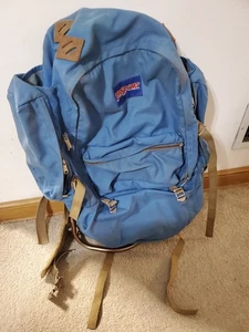 Vintage 70s JanSport Hiking Backpack Blue External Frame 28x13" Aluminum W Belt - Picture 1 of 19