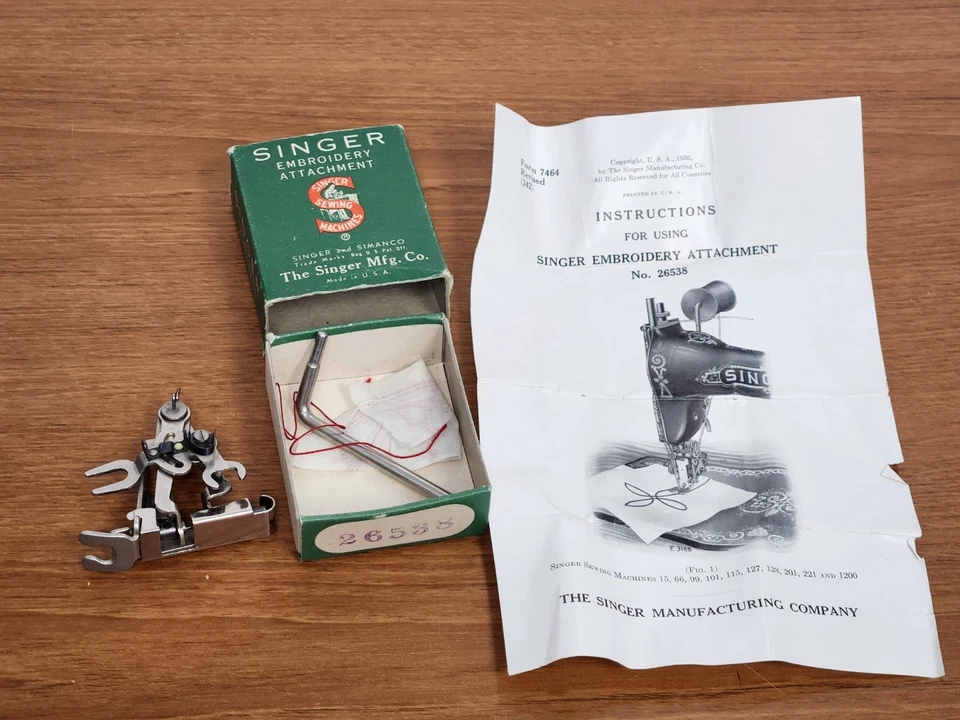 1930 Raro Singer Accesorio Bordado 26532 Caja 26538 Herramienta Lado Negro Foto 1 de 4