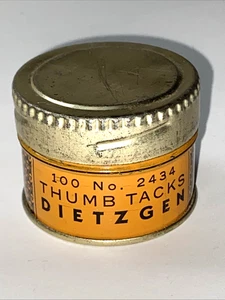 Vintage DIETZGEN Nr. 2434 runde Daumenklammern Dose ~ LEER ~ original gehalten - Bild 1 von 5