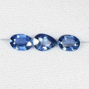 1.56 ct TOP LUSTROUS - NICE BLUE   NATURAL SAPPHIRE gems - Pear Oval  3pcs  ON - Picture 1 of 2