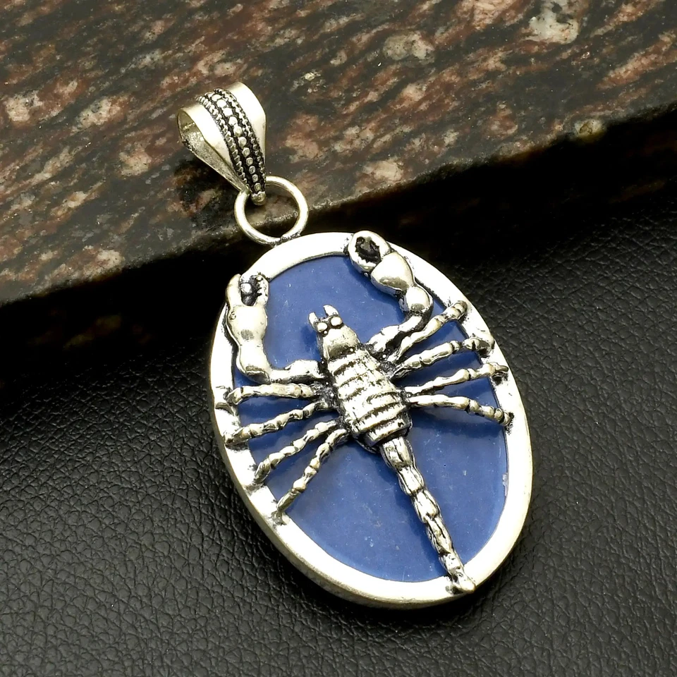 Pingente de pedra preciosa de safira simulada feito à mão escorpião presente joia 2,6" AP-45323 - Imagem 1 de 1