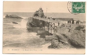 Carte postale ancienne Biarritz Rocher de la Vierge Pyénées Atlantiques 1910 cpa - Picture 1 of 1