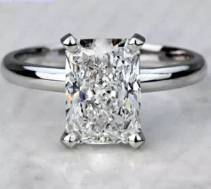 IGI 2.00CT Radiant Lab Grown Diamond F/VS1 Engagement Ring Solid 14k White Gold - Picture 1 of 13